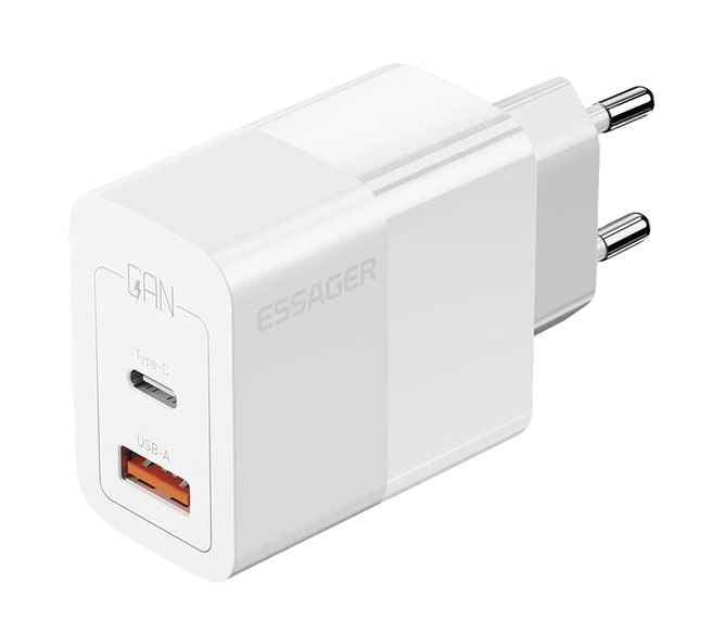 Мережевий зарядний пристрій Essager Pinchen 33W Travel Phone Charger USB A + TYPE C EU  (ECTAC-PCB02-P) - Фото 1