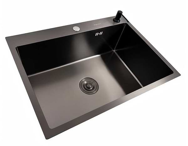 Фото - Уцінка - Мийка кухонна VALESO Handmade PVD 70х50 Чорна (сифон круглий, 3.0/0.8)