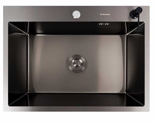 Фото - Уцінка - Мийка кухонна VALESO Handmade PVD 70х50 Чорна (сифон круглий, 3.0/0.8)