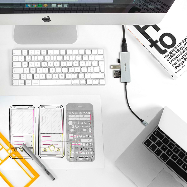 Фото - Хаб USB Baseus Essager Fanghe 5 in1 USB-C port (EHBC05-FH0G-P)