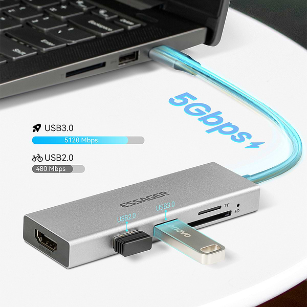 Фото - Хаб USB Baseus Essager Fanghe 5 in1 USB-C port (EHBC05-FH0G-P)