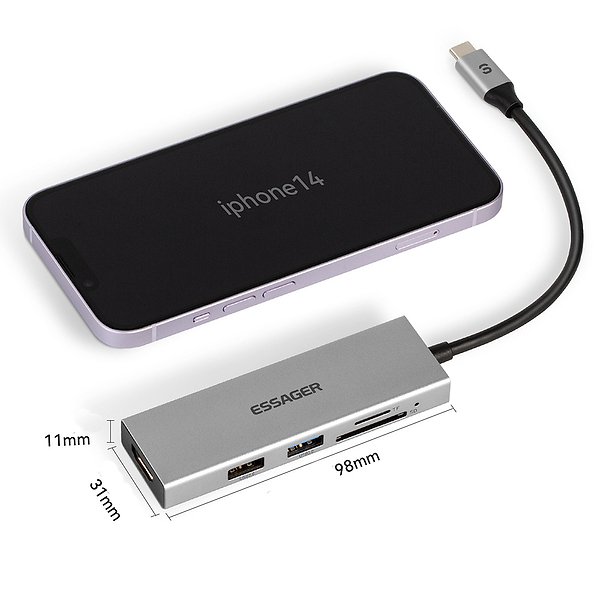 Фото - Хаб USB Baseus Essager Fanghe 5 in1 USB-C port (EHBC05-FH0G-P)
