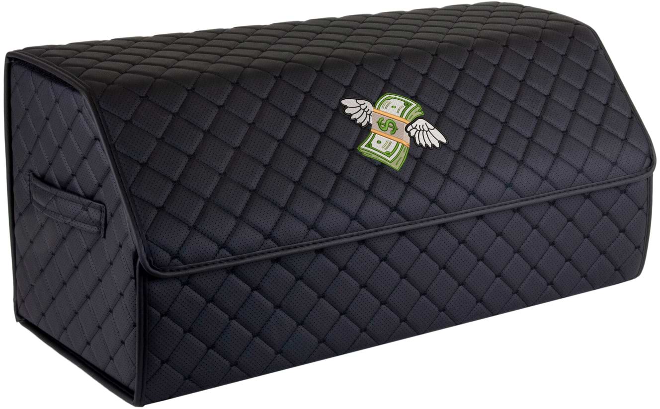 Сумка-органайзер в багажник EVAtech ECO L Крылатые деньги черная с черной нитью (EHECELBBBBV155)