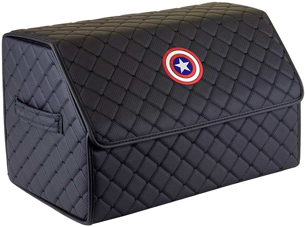 Фото - Сумка-органайзер в багажник EVAtech ECO M Captain America logo черная с черной нитью (EHECEMBBBBV168)