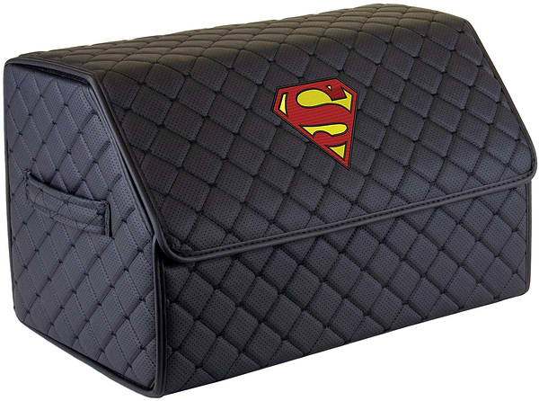 Фото - Сумка-органайзер в багажник EVAtech ECO M uperman logo черная с черной нитью (EHECEMBBBBV169) Фото - Сумка-органайзер в багажник EVAtech ECO M uperman logo черная с черной нитью (EHECEMBBBBV169)