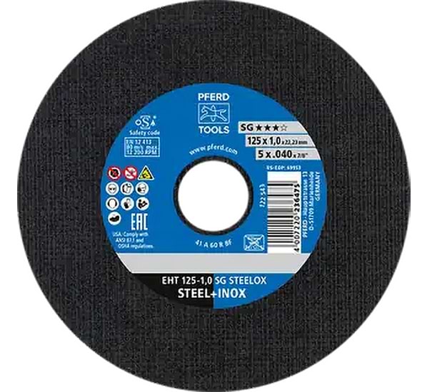 Круг отрезной по металлу Pferd 125х1,0х22 SG STEELOX (4007220499733(25)/400722023647)