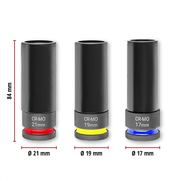 Фото - Набір торцевих голівок Einhell 80мм 1/2" 3 шт. (109263)