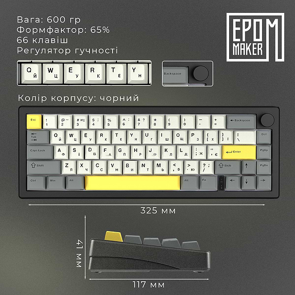 Фото - Клавиатура беспроводная игровая EPOMAKER EK68 Budgerigar V2 Switch Hot-Swap RGB Black (EK68-B-BV2)