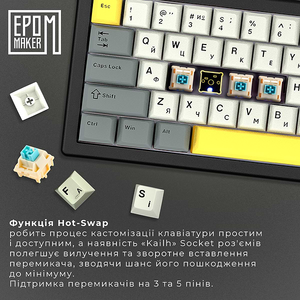 Фото - Клавиатура беспроводная игровая EPOMAKER EK68 Budgerigar V2 Switch Hot-Swap RGB Black (EK68-B-BV2)