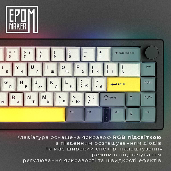 Фото - Клавиатура беспроводная игровая EPOMAKER EK68 Flamingo Switch Hot-Swap RGB Black (EK68-B-F)
