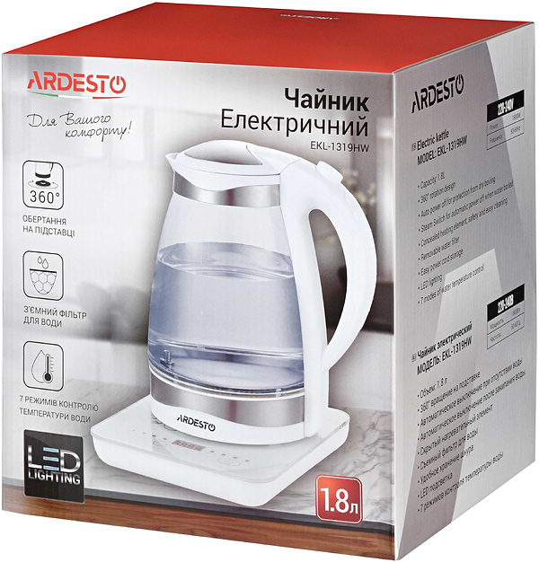 Фото - Электрический чайник Ardesto EKL-1319HW White