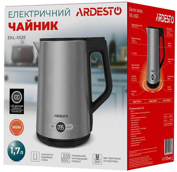 Фото - Електричний чайник Ardesto EKL-X52E