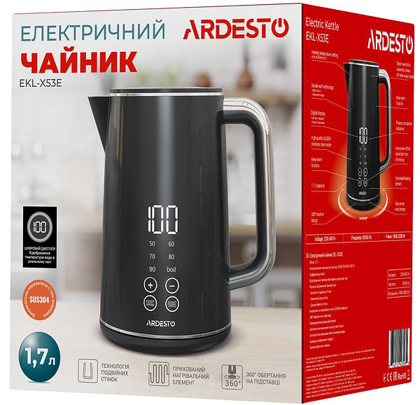 Фото - Уценка - Электрический чайник Ardesto EKL-X53E