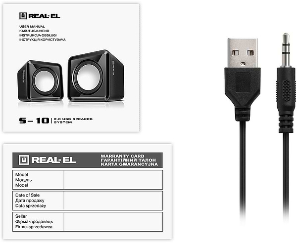 Фото - Комп'ютерна акустика компактна 2.0 REAL-EL S-10 Black (EL121100020)
