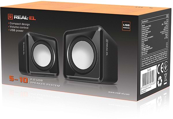 Фото - Комп'ютерна акустика компактна 2.0 REAL-EL S-10 Black (EL121100020)