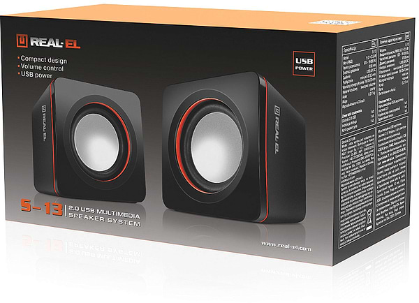 Фото - Комп'ютерна акустика компактна 2.0 REAL-EL S-13 Black (EL121100021)