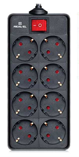 Фото - Сетевой фильтр REAL-EL RS-8 Protect 3.0m Black (EL122300022)