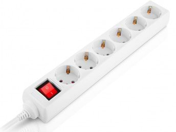 Фото - Мережевий фільтр REAL-EL RS-6 Protect M 3m White (EL122300033)