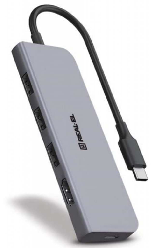Хаб USB REAL-EL CQ-700 Space Grey (EL123110002)