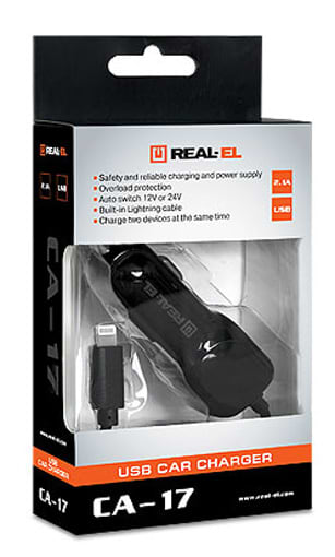 Фото - Автомобільний зарядний пристрій REAL-EL CA-17 black (EL123160010)