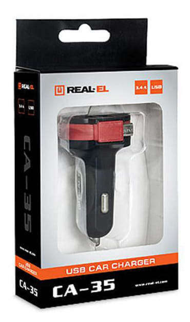 Фото - Автомобільний зарядний пристрій REAL-EL CA-35 black (EL123160012)