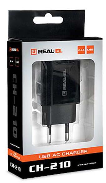 Фото - Мережевий зарядний пристрій REAL-EL CH-210 Black (EL123160014)
