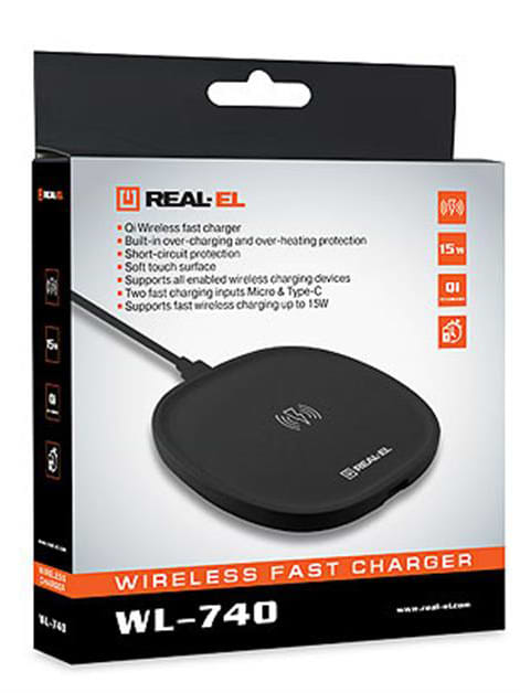 Фото - Беспроводное зарядное устройство REAL-EL WL-740 Black (EL123160019)