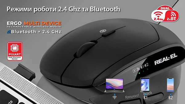 Фото - Мышь беспроводная REAL-EL RM-490W Black (EL123200058)
