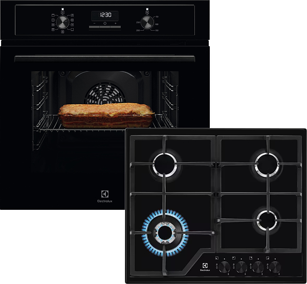 Фото - Комплект техніки Electrolux Духова шафа + Варильна поверхня Electrolux EOF3H40BK + KGS6436K