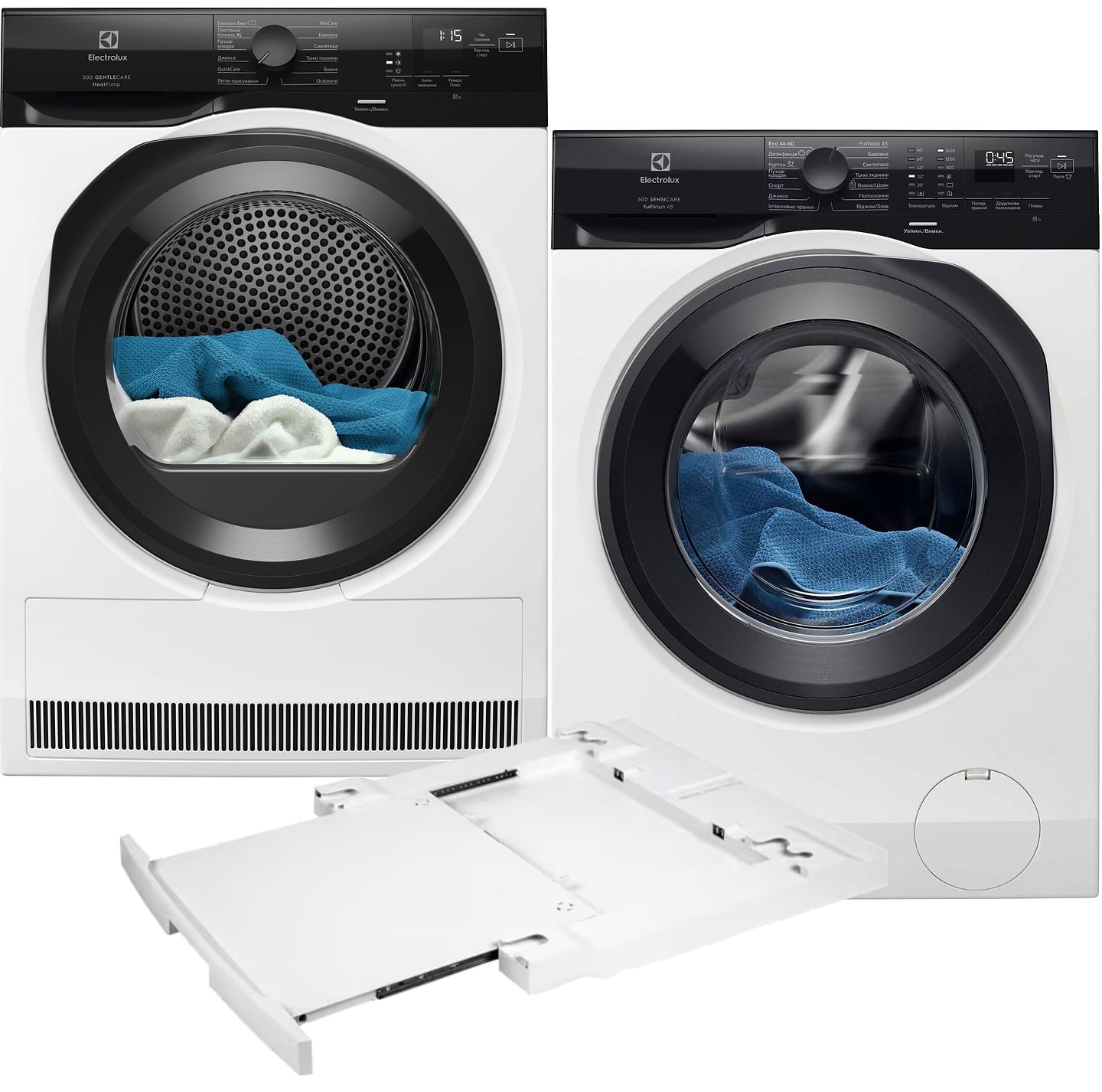 Комплект техники Electrolux Стиральная машина с фронтальной загрузкой + Сушильная машина + Комплект креплений для установки в колонну Electrolux EW6F9482U + EW6D98BEU + E1WYHSK2