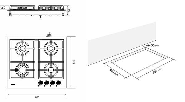 Фото - Варочная панель газовая ELEYUS INGA 60 WH CF