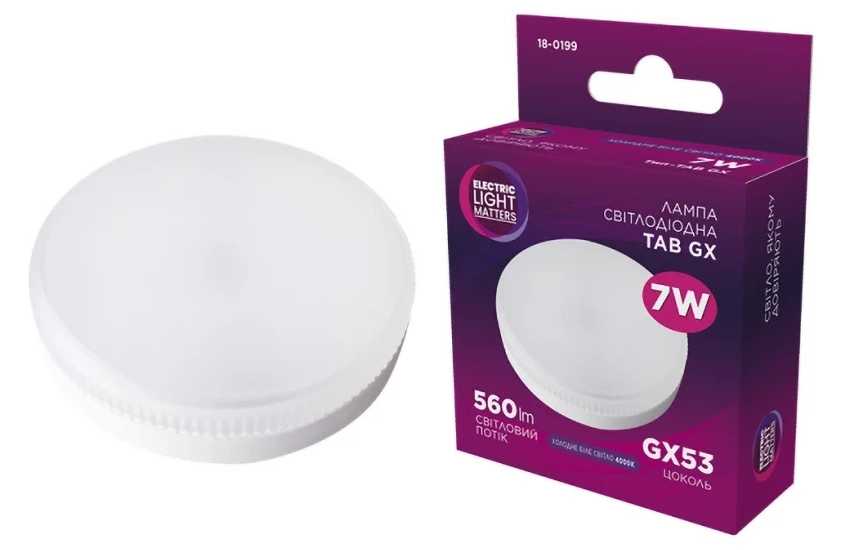 Лампочка світлодіодна ELM кругла 7W GX53 4000K (18-0199)