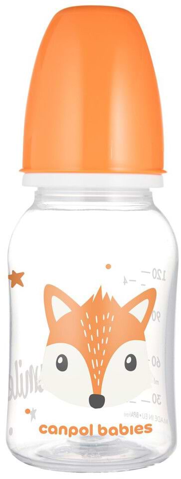 Пляшка для годування Canpol babies 120 мл CUTE ANIMALS - помаранчева (11/851_ora)