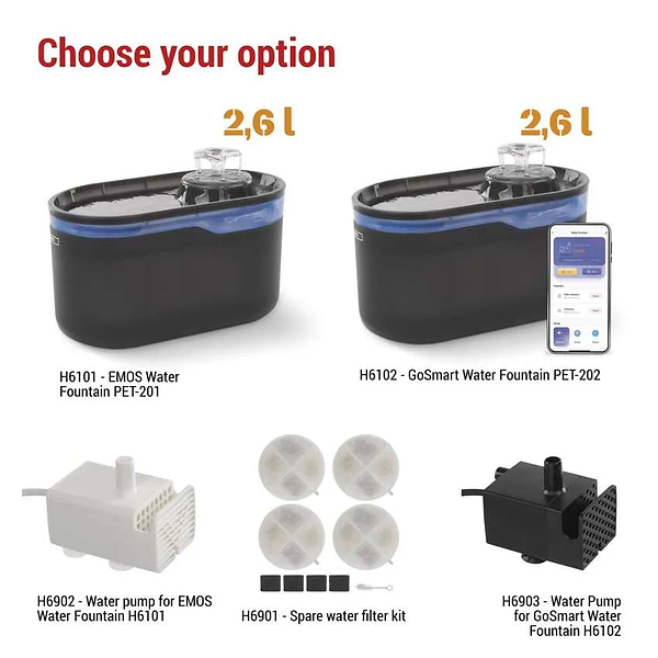 Фото - Смарт-поилка для животных EMOS фонтанчик H6102 2.6 л WiFi