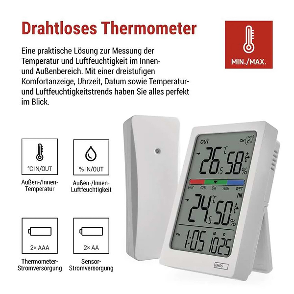 Фото - Термогигрометр EMOS с беспроводным датчиком E0558W