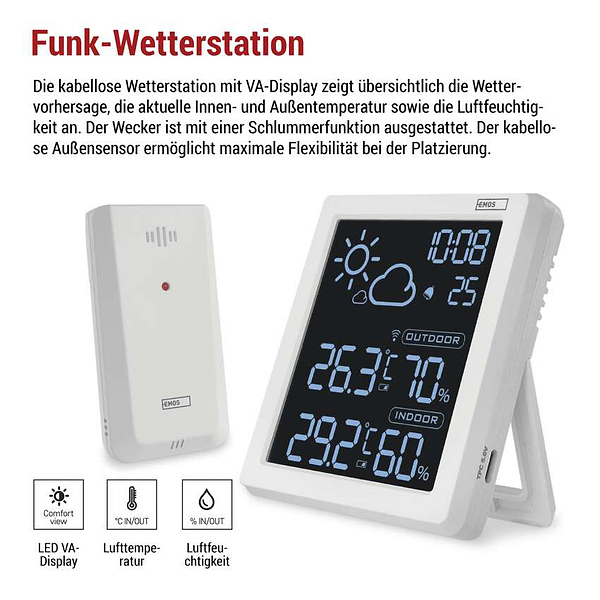 Фото - Метеостанция EMOS с беспроводным датчиком E8647W