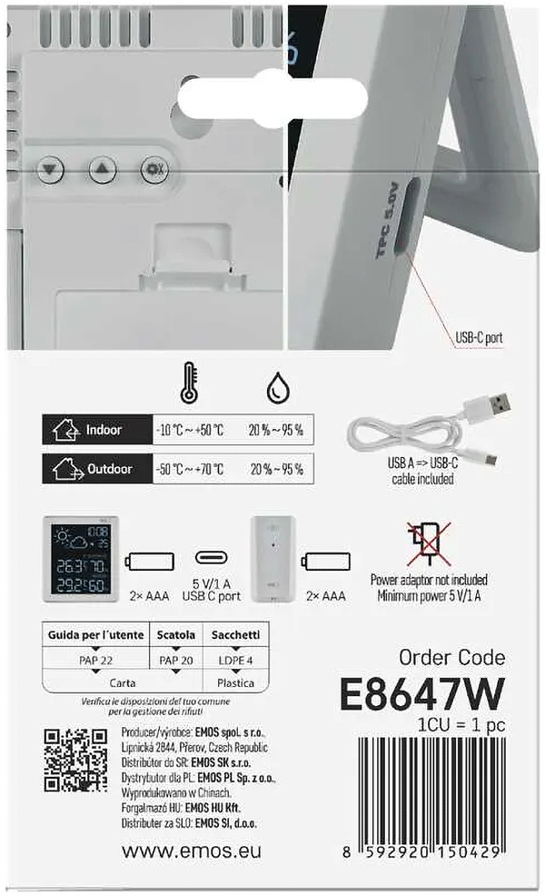 Фото - Метеостанция EMOS с беспроводным датчиком E8647W