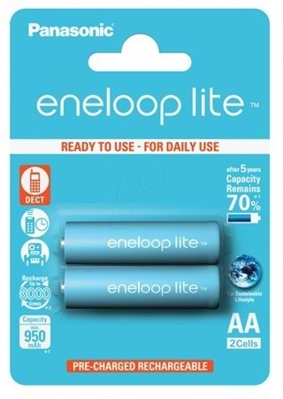 Фото - Аккумулятор тип AA Panasonic Eneloop Lite AA 950 2BP mAh NI-MH (BK-3LCCE/2BE)