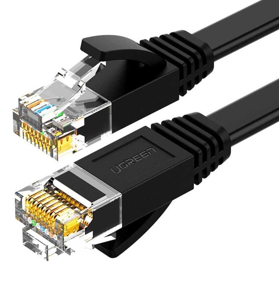 Кабель патч-корд UGREEN NW102 Cat 6 U/UTP Lan Flat Cable 15m Black (50180)