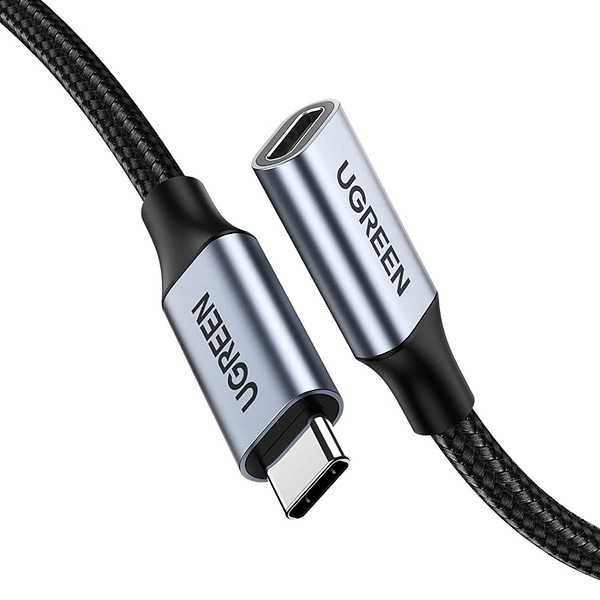 Фото - Кабель синхронизации данных UGREEN US372 USB-C Male to USB-C 3.1 Gen2 Female 5A 10Gbps 0.5m Black (80810)