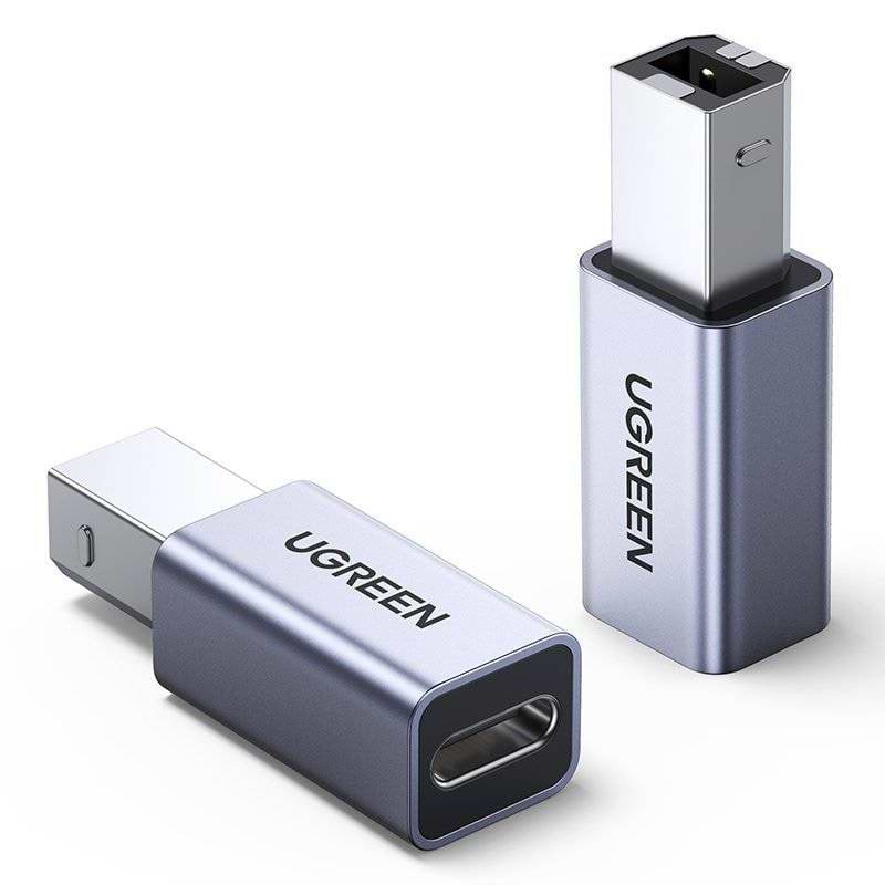Перехідник UGREEN US382 USB-C 2.0 Female to USB-B 2.0 Male Gray (20120) - Фото 1