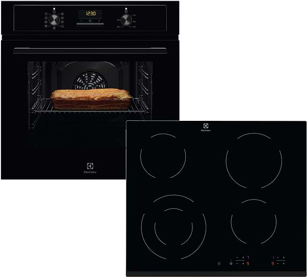 Фото - Комплект техніки Electrolux Духова шафа + Варильна поверхня Electrolux EOF3H50BK + EHF6241FOK