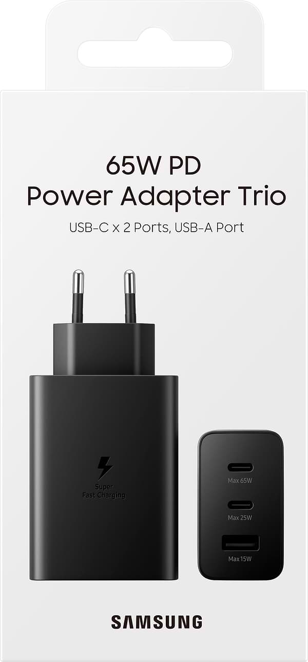 Фото - Сетевое зарядное устройство Samsung Trio 65W 2 Type-C+USB Black (EP-T6530NBEGEU)