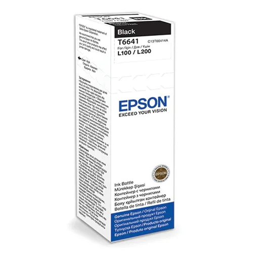 Чернила для заправки картриджа Epson L100 Black 70 мл C13T66414A - Фото 1