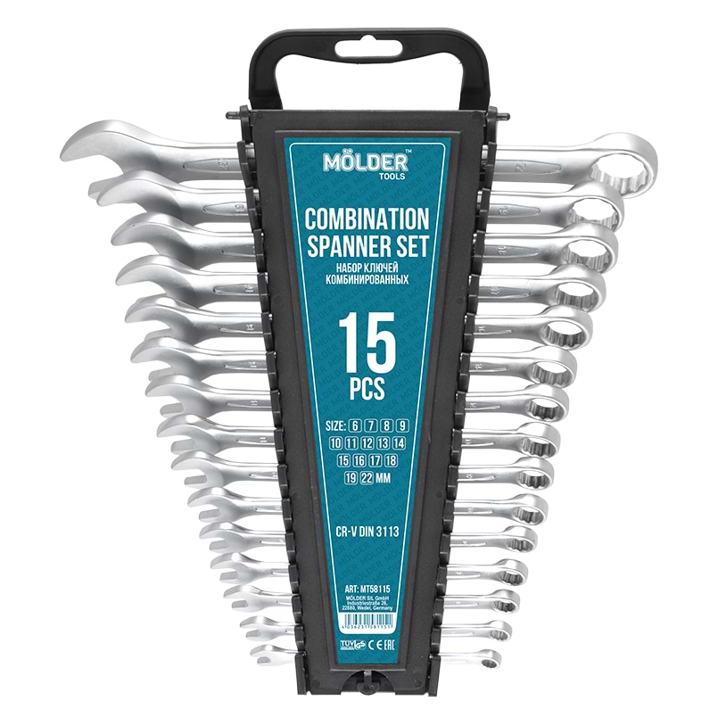 Набор комбинированных ключей Molder CR-V 15 шт. 6-22 мм (MT58115)