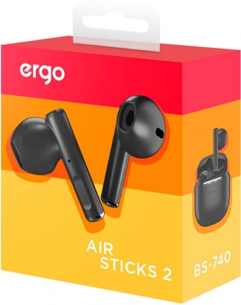 Фото - Наушники вкладыши беспроводные TWS Ergo BS-740 Air Sticks 2 Black