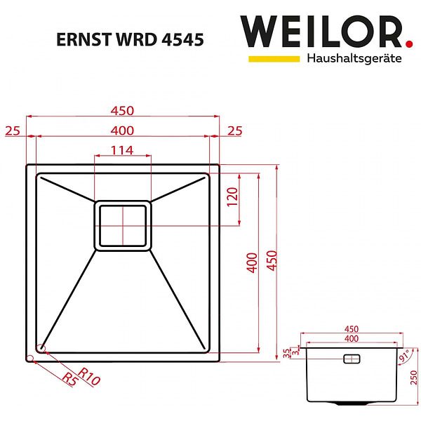 Фото - Мийка кухонна Weilor Ernst WRD 4545