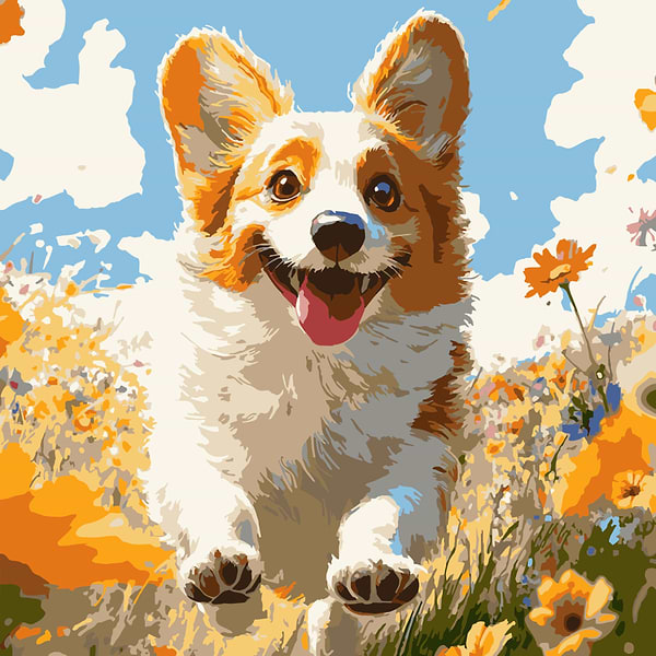 Фото - Картина за номерами Strateg Коргі восени 30х30 (ES-0908)