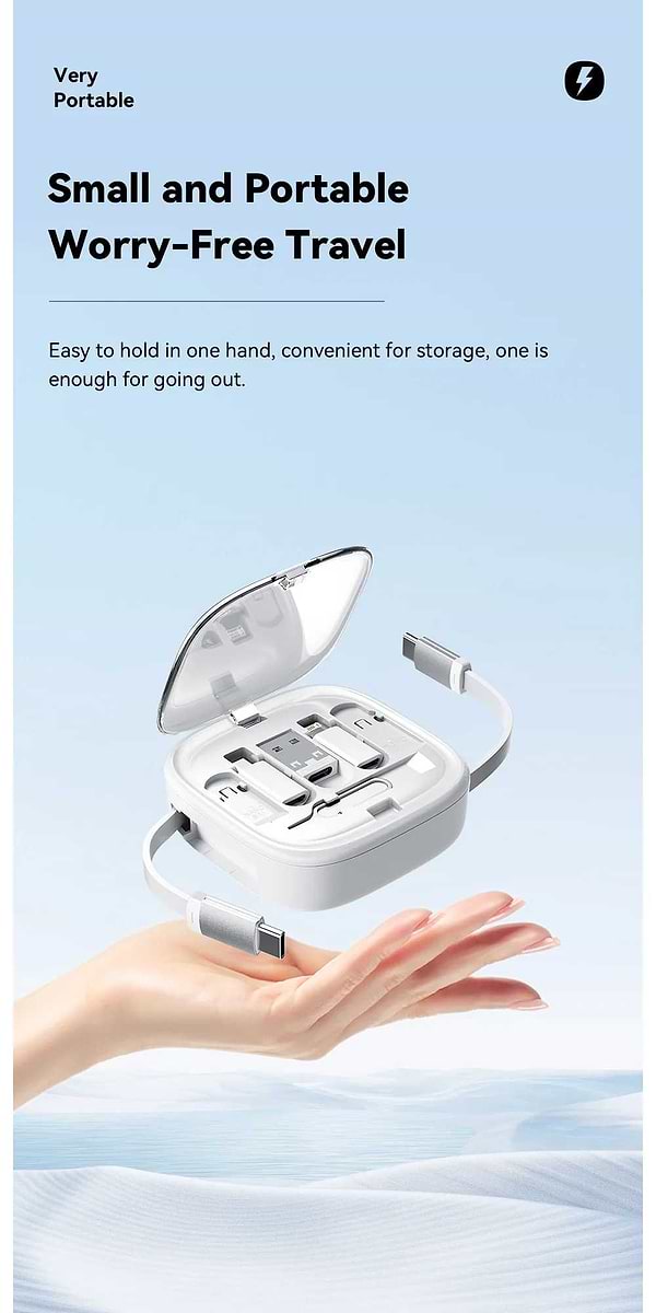 Фото - Органайзер для зберігання кабелів Essager Jicheng Multifunctional Retractable Cable Organizer Box White (ECJHZ-JC02-P)