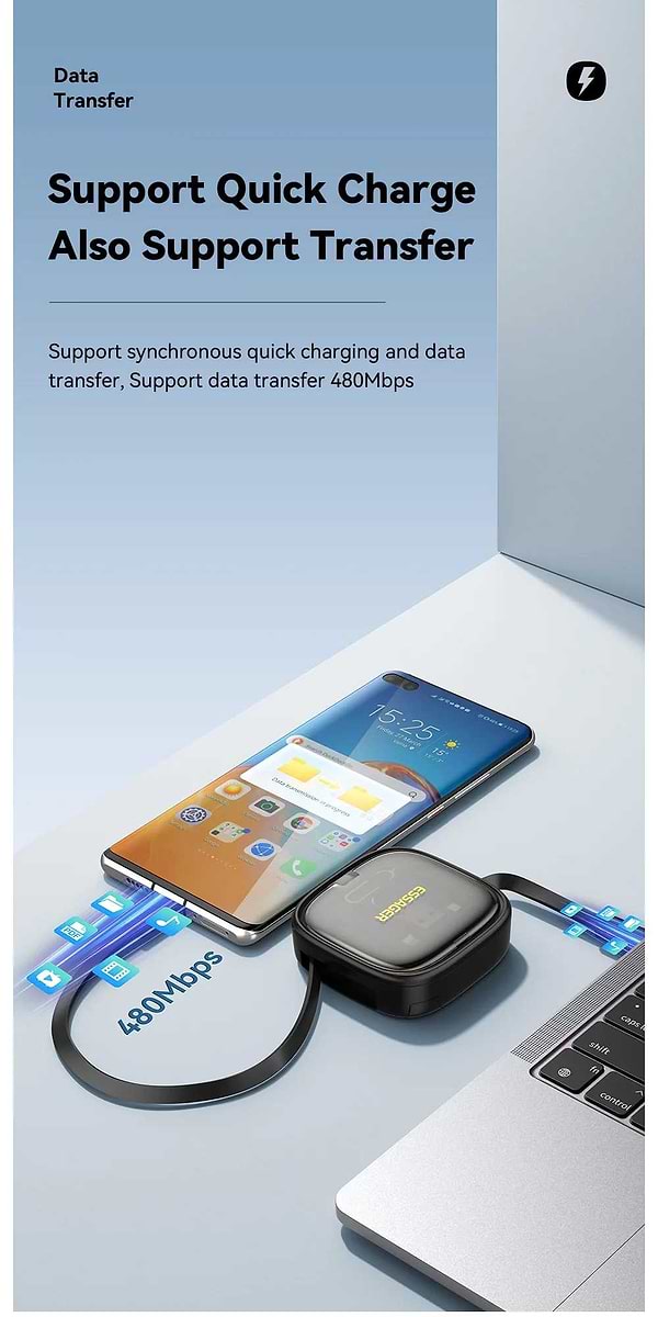 Фото - Органайзер для зберігання кабелів Essager Jicheng Multifunctional Retractable Cable Organizer Box White (ECJHZ-JC02-P)